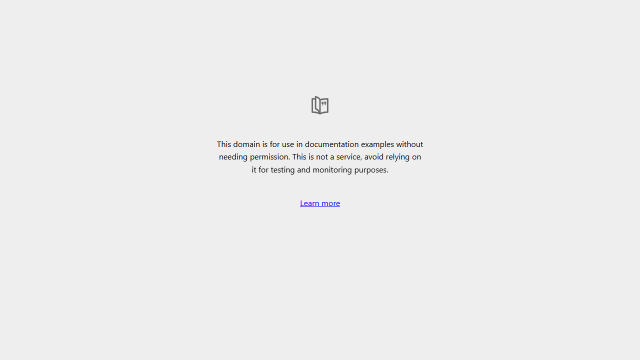 example.com en el momento en que TC91 agotó el tiempo: el enlace que esperaba la prueba, More information..., ahora dice Learn more